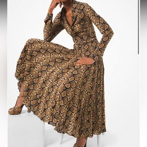 Michael Kors Collection Python Crushed Silk-Georgette Shirtdress